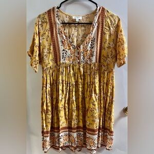 Umgee Yellow Floral Dress